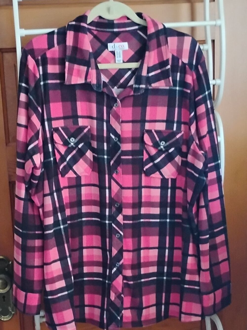 Denim & Co. Stretchy Knit Plaid Shirt 2x